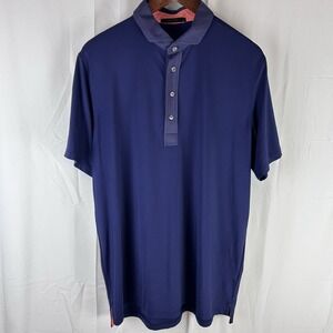 Greyson Golf Polo Mens L Navy Blue Performance Shirt The‎ Patriot Folds of Honor